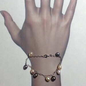 Multi Color Freshwater Pearl Silver Bracelet